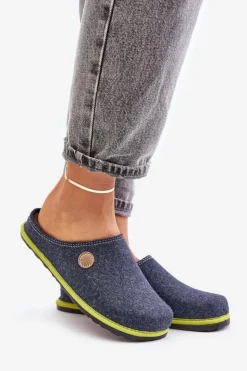 Outlet INBLU Obuwie Domowe Damskie Kapcie CS000039 Granatowe Niebieski