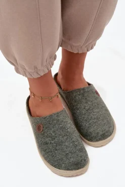 Online INBLU Obuwie Domowe Kapcie Damskie CS000047 Zielone Zielony