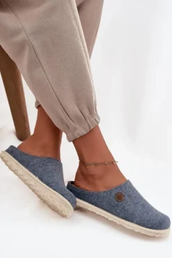 INBLU Kapcie Klasyczne|Klapki Damskie Klasyczne*Obuwie Domowe Kapcie Damskie CS000047 Błękitne Niebieski