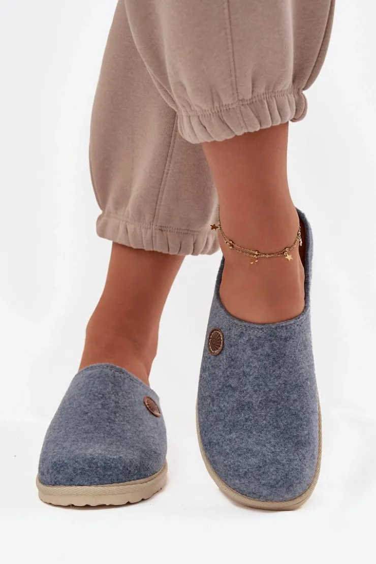 INBLU Kapcie Klasyczne|Klapki Damskie Klasyczne*Obuwie Domowe Kapcie Damskie CS000047 Błękitne Niebieski