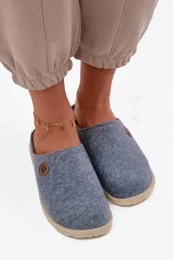 INBLU Kapcie Klasyczne|Klapki Damskie Klasyczne*Obuwie Domowe Kapcie Damskie CS000047 Błękitne Niebieski