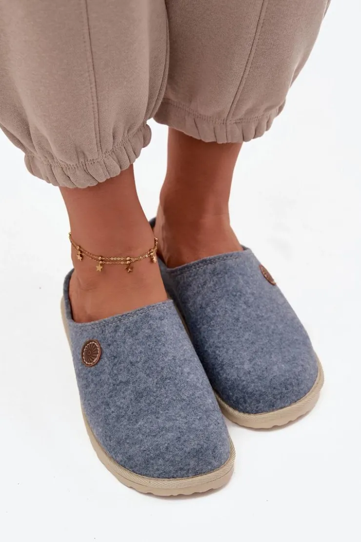 INBLU Kapcie Klasyczne|Klapki Damskie Klasyczne*Obuwie Domowe Kapcie Damskie CS000047 Błękitne Niebieski