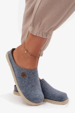 INBLU Kapcie Klasyczne|Klapki Damskie Klasyczne*Obuwie Domowe Kapcie Damskie CS000047 Błękitne Niebieski