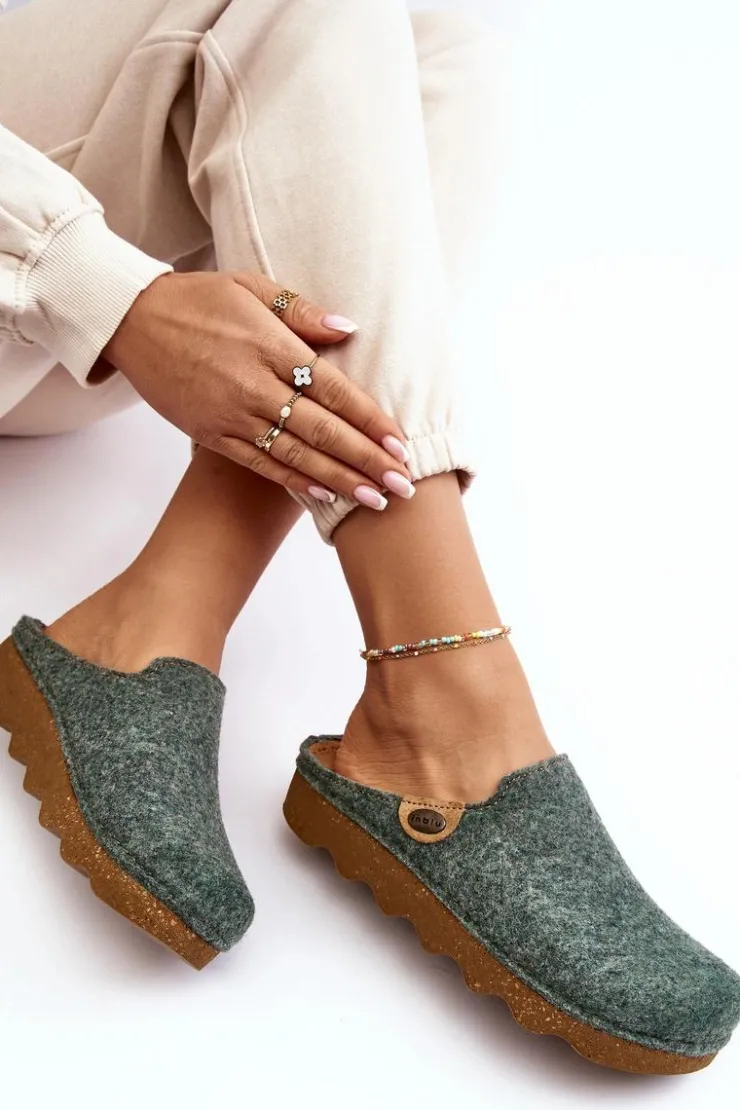 Damskie INBLU Obuwie Domowe Kapcie Damskie Profilaktyczne DK000011 Zielone