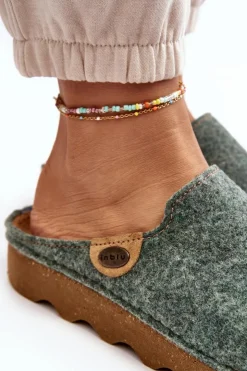 Damskie INBLU Obuwie Domowe Kapcie Damskie Profilaktyczne DK000011 Zielone