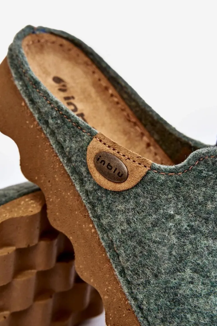 Damskie INBLU Obuwie Domowe Kapcie Damskie Profilaktyczne DK000011 Zielone