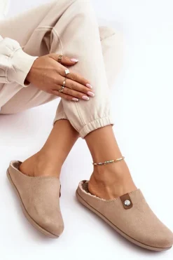 INBLU Kapcie Klasyczne|Klapki Damskie Klasyczne*Obuwie Domowe Kapcie Damskie GF000011 Beżowe