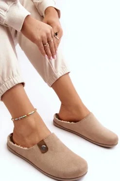 INBLU Kapcie Klasyczne|Klapki Damskie Klasyczne*Obuwie Domowe Kapcie Damskie GF000011 Beżowe