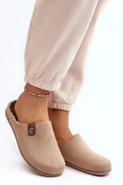 INBLU Kapcie Klasyczne|Klapki Damskie Klasyczne*Obuwie Domowe Kapcie Damskie GF000011 Beżowe