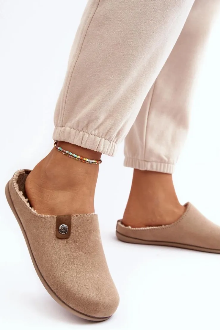 INBLU Kapcie Klasyczne|Klapki Damskie Klasyczne*Obuwie Domowe Kapcie Damskie GF000011 Beżowe