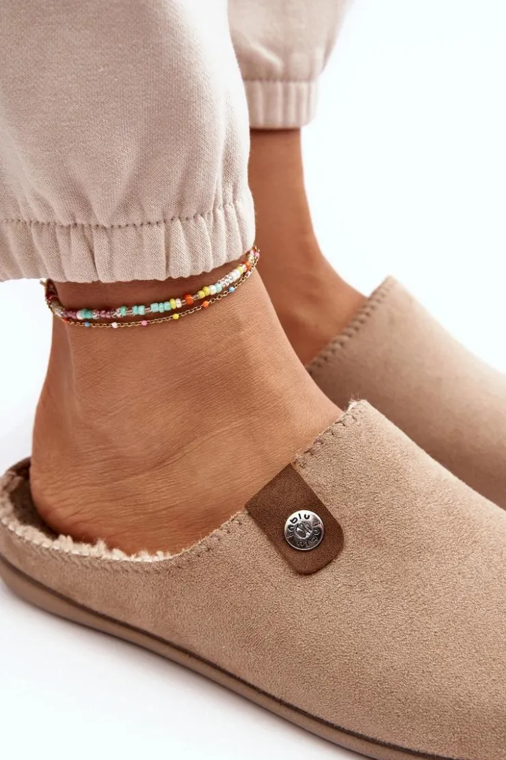 INBLU Kapcie Klasyczne|Klapki Damskie Klasyczne*Obuwie Domowe Kapcie Damskie GF000011 Beżowe