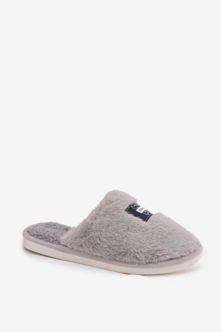Damskie Boto Obuwie Domowe Kapcie Damskie Futrzane Szare Maelis