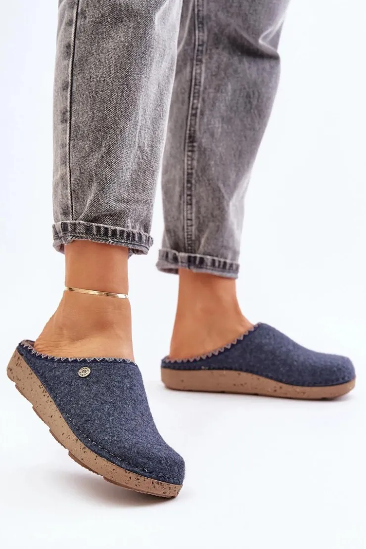 INBLU Kapcie Klasyczne|Klapki Damskie Klasyczne*Obuwie Domowe Kapcie Damskie ED000018 Grnatowe