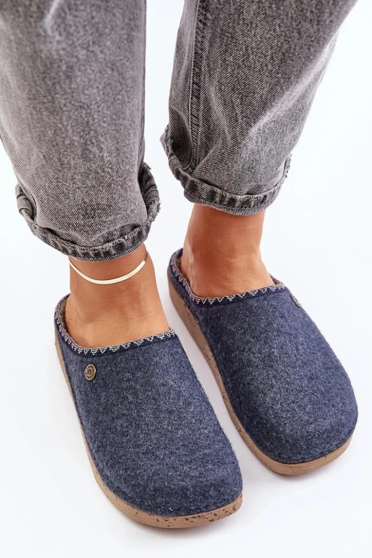 INBLU Kapcie Klasyczne|Klapki Damskie Klasyczne*Obuwie Domowe Kapcie Damskie ED000018 Grnatowe