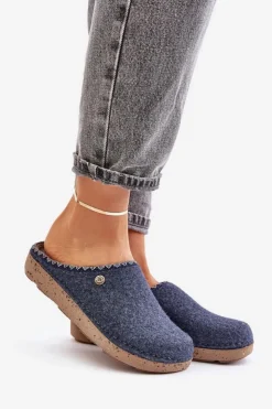 INBLU Kapcie Klasyczne|Klapki Damskie Klasyczne*Obuwie Domowe Kapcie Damskie ED000018 Grnatowe