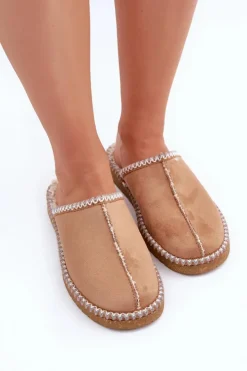 Damskie INBLU Obuwie Domowe Kapcie Z Haftem Damskie EY000028 Camel