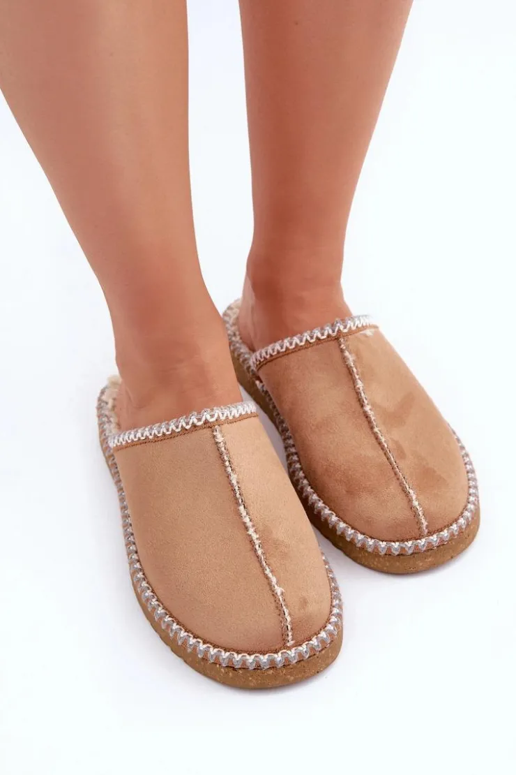 Damskie INBLU Obuwie Domowe Kapcie Z Haftem Damskie EY000028 Camel