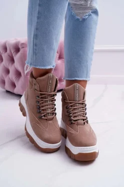 Sale Boto Obuwie Trekkingowe Damskie Trapery Beżowe Greem