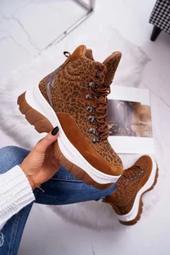 Boto Trekkingowe Damskie*Obuwie Trekkingowe Trapery Damskie Leopard Greem