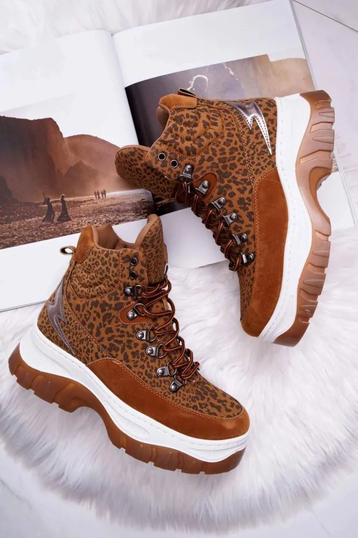 Boto Trekkingowe Damskie*Obuwie Trekkingowe Trapery Damskie Leopard Greem