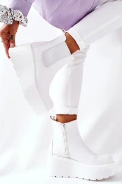 Damskie Boto Ocieplane Botki Białe Montiano