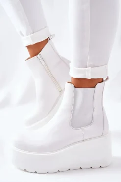 Damskie Boto Ocieplane Botki Białe Montiano