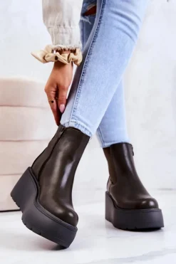 Online Boto Ocieplane Botki Ciemnozielone Montiano