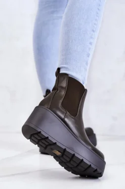 Online Boto Ocieplane Botki Ciemnozielone Montiano