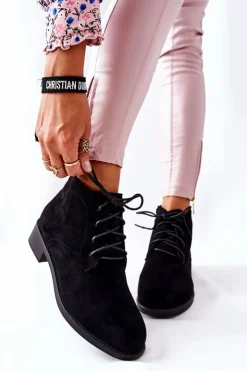 Boto Czarne Botki|Botki Zimowe Damskie*Ocieplane Botki Czarne Malitea