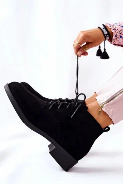 Boto Czarne Botki|Botki Zimowe Damskie*Ocieplane Botki Czarne Malitea