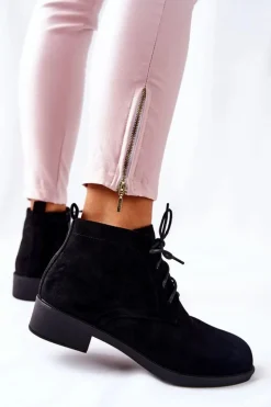 Boto Czarne Botki|Botki Zimowe Damskie*Ocieplane Botki Czarne Malitea