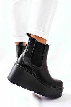 Damskie Boto Ocieplane Botki Czarne Montiano