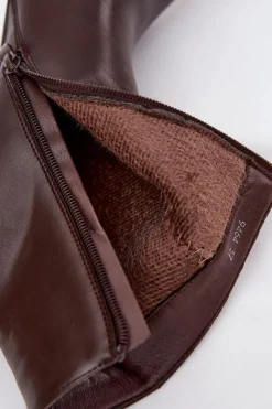 Boto Botki Ocieplane|Botki Na Obcasie*Ocieplane Botki Damskie Na Szpilce Eko Skórzane Czekoladowe Nolisse