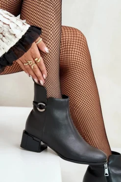 Buty damskie Vinceza Botki Ocieplane|Botki Skórzane*Ocieplane Botki Damskie Na Obcasie Zapinane Na Zamek Czarne Vinceza 66724