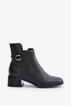 Buty damskie Vinceza Botki Ocieplane|Botki Skórzane*Ocieplane Botki Damskie Na Obcasie Zapinane Na Zamek Czarne Vinceza 66724