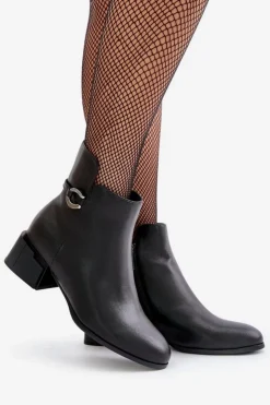 Buty damskie Vinceza Botki Ocieplane|Botki Skórzane*Ocieplane Botki Damskie Na Obcasie Zapinane Na Zamek Czarne Vinceza 66724