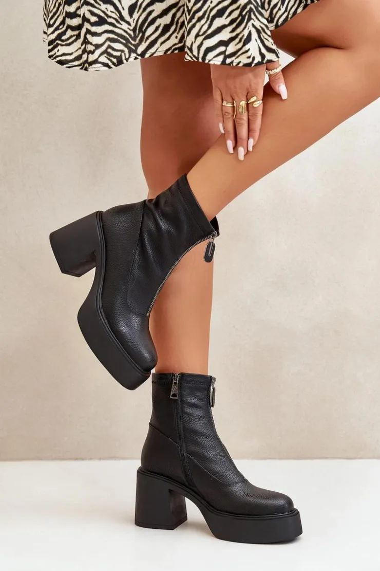 Damskie Buty damskie Vinceza Ocieplane Botki Damskie Na Platformie I Słupku Czarne Vinceza 66715