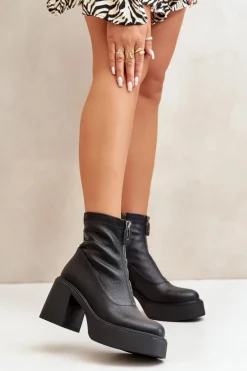 Damskie Buty damskie Vinceza Ocieplane Botki Damskie Na Platformie I Słupku Czarne Vinceza 66715