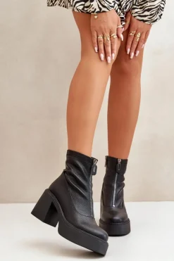 Damskie Buty damskie Vinceza Ocieplane Botki Damskie Na Platformie I Słupku Czarne Vinceza 66715