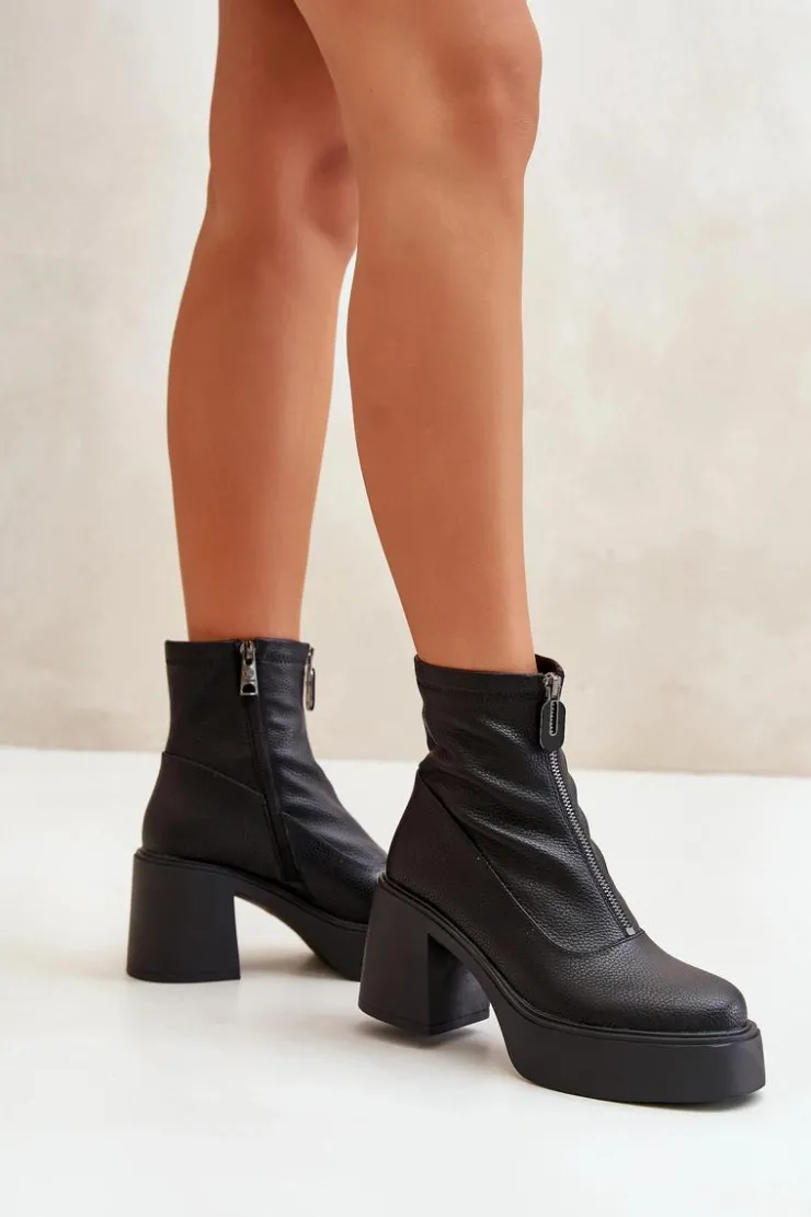 Damskie Buty damskie Vinceza Ocieplane Botki Damskie Na Platformie I Słupku Czarne Vinceza 66715