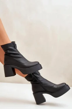 Damskie Buty damskie Vinceza Ocieplane Botki Damskie Na Platformie I Słupku Czarne Vinceza 66715