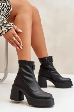 Damskie Buty damskie Vinceza Ocieplane Botki Damskie Na Platformie I Słupku Czarne Vinceza 66715