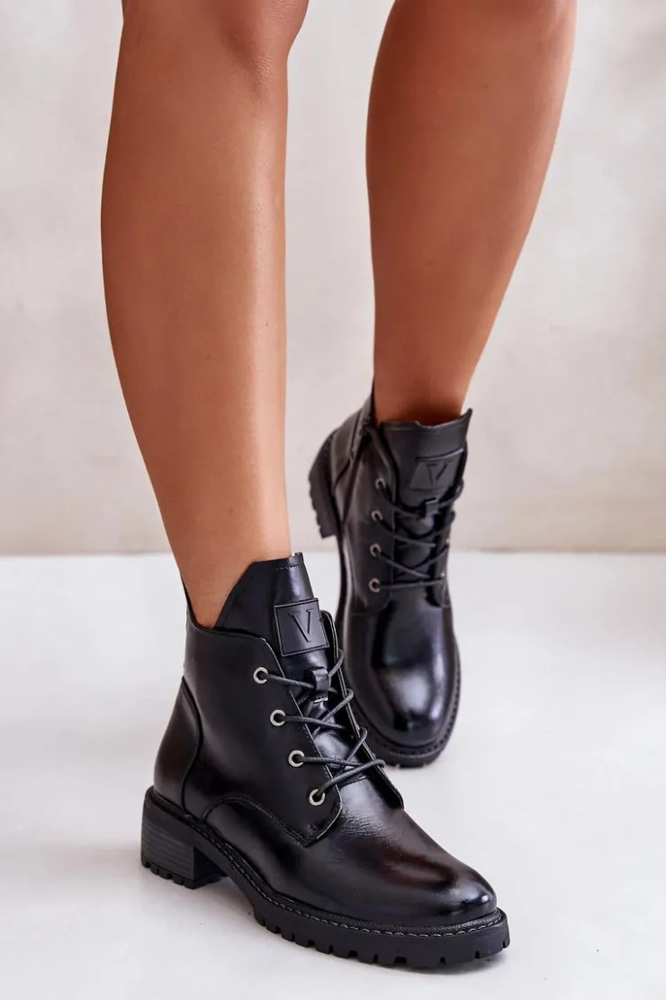 Damskie Buty damskie Vinceza Ocieplane Botki Damskie Na Niskim Obcasie Vinceza 58136 Czarne