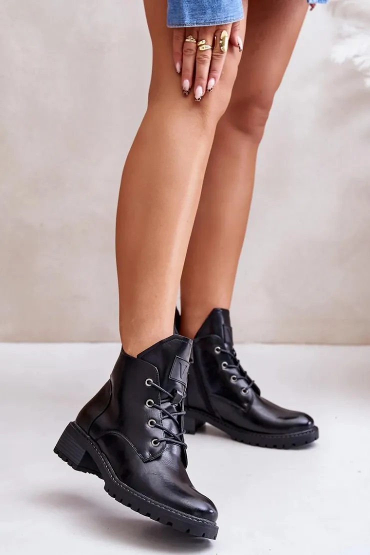 Damskie Buty damskie Vinceza Ocieplane Botki Damskie Na Niskim Obcasie Vinceza 58136 Czarne