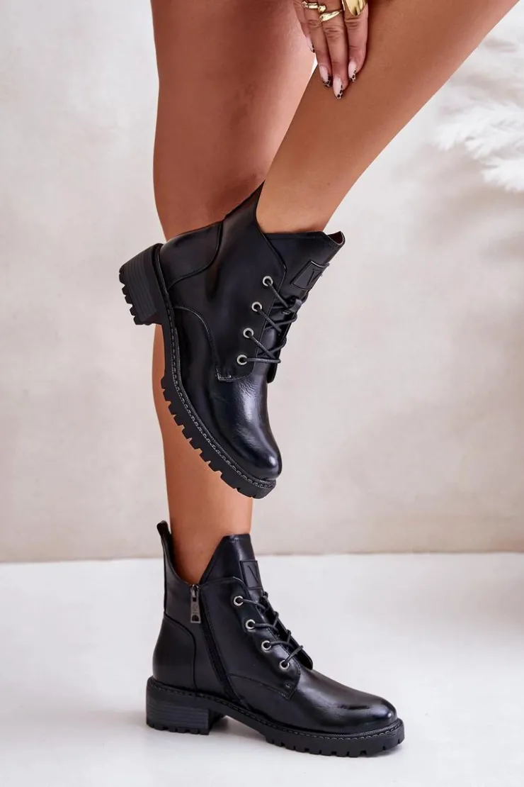 Damskie Buty damskie Vinceza Ocieplane Botki Damskie Na Niskim Obcasie Vinceza 58136 Czarne