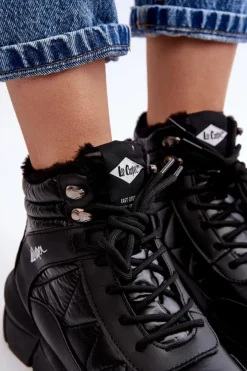 Damskie Lee Cooper Ocieplane Botki Damskie Na Platformie LCJ-23-44-1984 Czarne