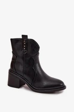 Boto Botki Zimowe Damskie|Botki Na Obcasie*Ocieplane Botki Damskie Na Obcasie Czarne Brilynn Czarny