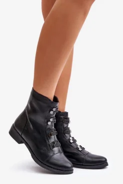 Damskie Boto Ocieplane Botki Damskie Na Zamek Czarne Evalith