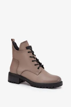 Damskie Buty damskie Vinceza Ocieplane Botki Damskie Na Klocku Vinceza 58609 Szare