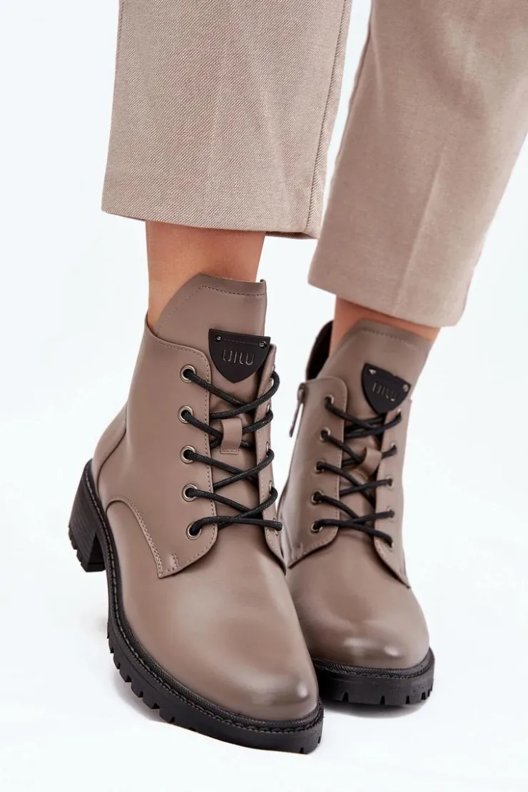 Damskie Buty damskie Vinceza Ocieplane Botki Damskie Na Klocku Vinceza 58609 Szare